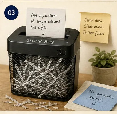 A paper shredder on a desk shredding an outdated job application note
